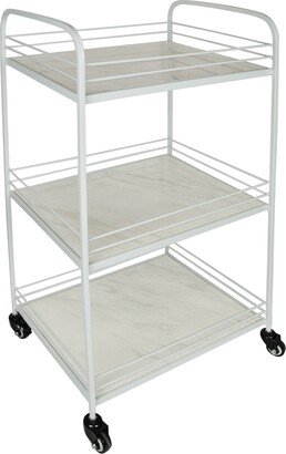 DesignStyles 3 Shelf Metal Cart with Tile Shelves and Wheels