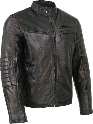 Milwaukee Leather SFM1809 Men's Two-Tone Euro Collar Cafe Style Leather Jacket - XX-Large