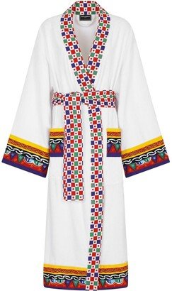 Carretto Siciliano printed trim bathrobe