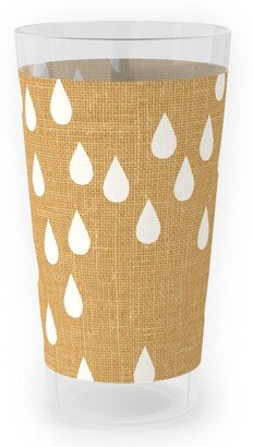 Outdoor Pint Glasses: Scattered Rain Drops - Mustard Yellow Outdoor Pint Glass, Yellow