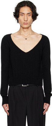 Black V-Neck Sweater-AI