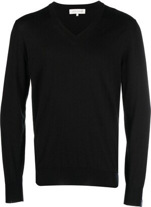 logo-patch V-neck jumper-AF