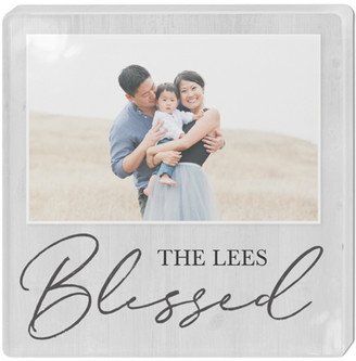 Magnets: Blessed Weathered Wood Acrylic Magnet, 3X3, Gray