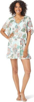 Tropical Lotus Cover-Up Dress (Ivory) Women's Swimwear