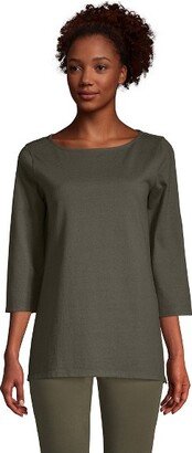 Women's 3/4 Sleeve Heavyweight Jersey Boatneck Tunic - Medium - Forest Moss