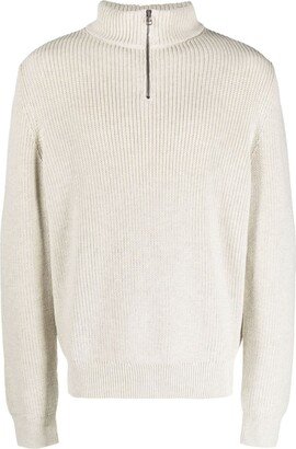 Mock-Neck Half-Zip Cotton Jumper