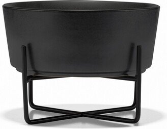 Dog Simple Solid Bowl and Stand - Matte Black - Medium