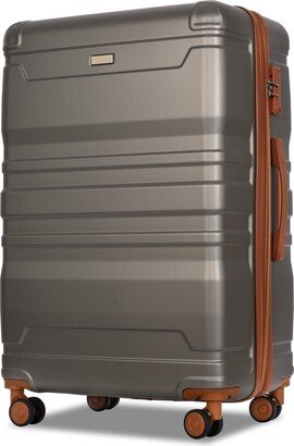 NINEDIN Grey+Brown Expandable Luggage Sets 3 piece Side Hooks Hard Case Luggage with Spinner Wheels & TSA Lock Storage Trunks Trunk Sets