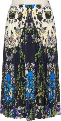 Floral Printed Pleated Midi Skirt