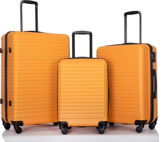 EDWINRAY Luggage 3 Piece Sets Hard Shell Lightweight Luggage Set with Spinner Wheels & TSA Lock, 202428 Travel Suitcase Sets, Orange