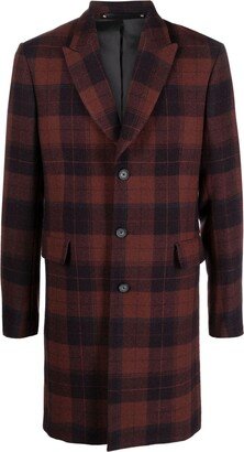 Plaid-Check Single-Breasted Wool Coat