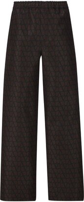 All-Over Patterned Wide Leg Trousers