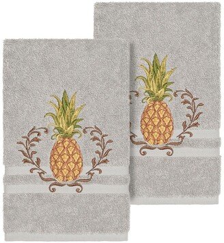 Welcome Embellished Hand Towel - Set of 2 - Light Grey