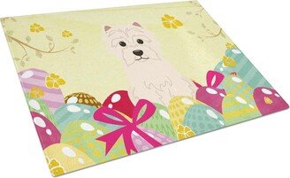 BB6042LCB Easter Eggs Westie Glass Cutting Board