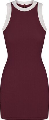 Soft Lounge Ringer Tank Mini Dress | Maroon