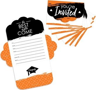 Big Dot of Happiness Orange Grad - Best is Yet to Come - Fill-In Cards - Orange Graduation Party Fold and Send Invitations - Set of 8