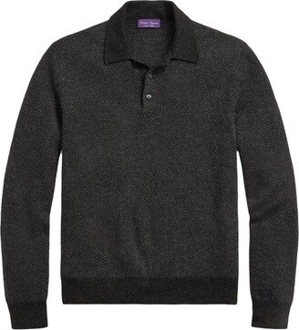 Cashmere Herringbone Polo Shirt