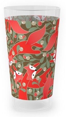 Outdoor Pint Glasses: Red Fox Mistletoe Outdoor Pint Glass, Red