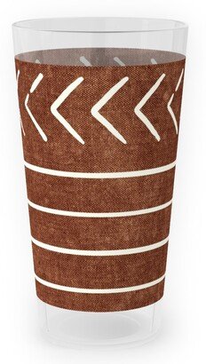 Outdoor Pint Glasses: Arrow Stripes Mud Cloth Modern Outdoor Pint Glass, Brown