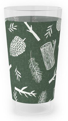 Outdoor Pint Glasses: Pinecones - Hunter Green Outdoor Pint Glass, Green