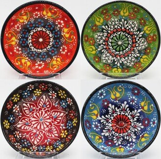 12 cm Small Ceramic Bowls, Decorative Appetizer Merge, Mediterranean Mezze Serving Bowl, Salad Miniature Pot, Candy & Key Dish, Sauce-AC