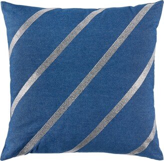 Tanner Fletcher Blue Diagonal Rhinestone Cushion