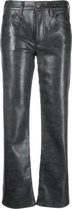 Sloane mid-rise straight-leg leather trousers