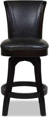 Henry 27 inch Armless Swivel Counter Height Bar Stool, Vintage Brown Faux Leather