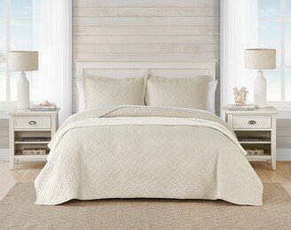 Raffia Solid Beige Cotton Reversible Quilt Set