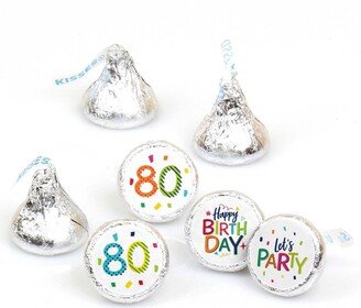 Big Dot Of Happiness 80th Birthday - Cheerful Birthday - Round Candy Sticker Favors (1 sheet of 108)