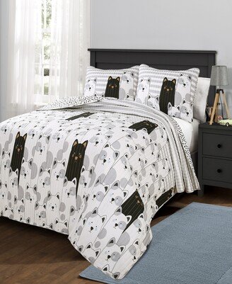 Stripe Bear 2-Pc Set Twin Quilt Set