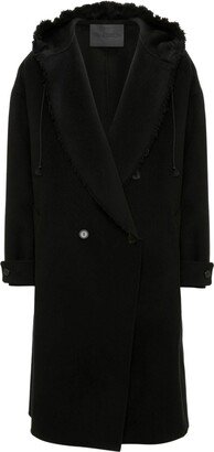 Double-Breasted Hooded Trench Coat