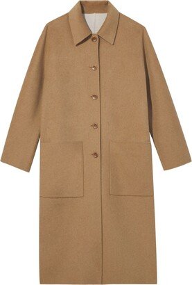 Melton reversible buttoned peacoat