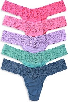 Stretch Cotton Low Rise Thongs, Set of 5