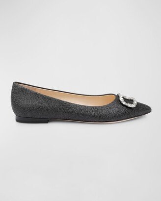 DEE OCLEPPO Glitter Crystal Logo Ballerina Flats