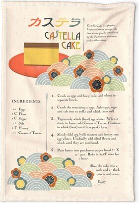 Japanese Style Tea Towel - Castella Cake Recipe By Twigged Dessert Sashiko Vintage Linen Cotton Canvas Spoonflower