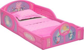 Toddler Peppa Pig Plastic Sleep and Play Kids' Bed with Attached Guardrails