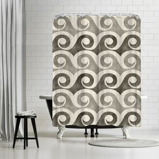 Vintage Wave Neutral by Modern Tropical - neutral Abstract Shower Curtain