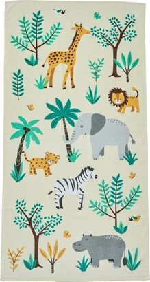 Cotton Vibrant Kids Quick Dry Beach Towel - Great Bay Home (30 x 60, Safari Animals)