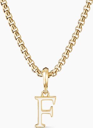 White Enamel F Initial Charm with 18K Yellow Gold Women's