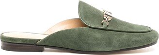 Tiffanie logo-plaque suede mules