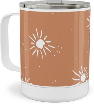 Travel Mugs: Seventies Retro Style Sunshine Stainless Steel Mug, 10Oz, Orange