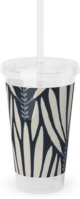 Travel Mugs: Cleopatra - Beige Acrylic Tumbler With Straw, 16Oz, Blue