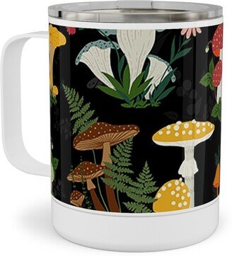 Travel Mugs: Mushroom Garden - Multi Stainless Steel Mug, 10Oz, Multicolor