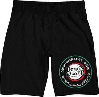 Demon Slayer Corps Logo Men's Black Sleep Pajama Shorts-Large