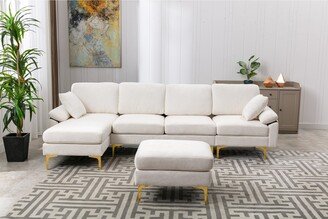 GEROJO L-Shaped Sectional Sofa Modular Sofa Sets with Ottoman and 2 Pillows