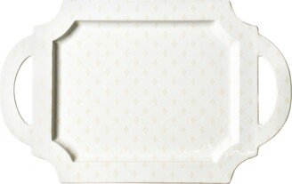 by Laura Johnson Ecru Quatrefoil Handled Tray