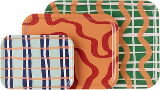 The Conran Shop Multicolor Waves & Checks Tray Set, 3 pcs