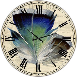 Designart Colorful Elegant Feather I Oversized Cottage Wall Clock - 36 x 36