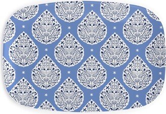 Serving Platters: Conway Paisley - Cobalt And Navy Serving Platter, Blue